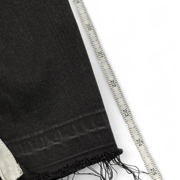 Etienne Marcel Black Jeans Sz 30 Mid Rise Side Stripe Zip Distressed Hem EM1051 - Picture 13 of 14